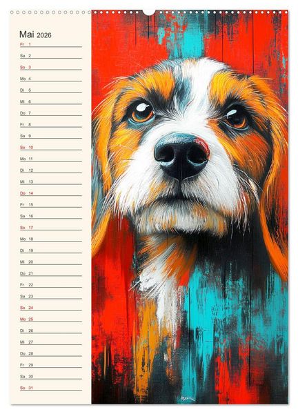Produktbild: Hundegesichter. Kunstvolle Hundeportraits im modernen Painting-Stil (hochwertiger Premium Wandkalender 2026 DIN A2 hoch), Kunstdruck in Hochglanz