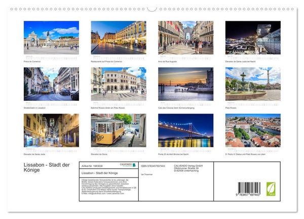 Produktbild: Lissabon - Stadt der K&ouml;nige (hochwertiger Premium Wandkalender 2026 DIN A2 quer), Kunstdruck in Hochglanz
