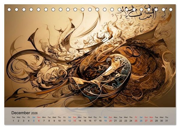Produktbild: Arabic floating calligraphy as artwork (Desk Calendar 2026 DIN A5 landscape), CALVENDO 12 Month DeskCalendar