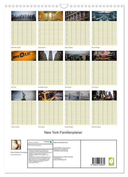 Produktbild: New York Familienplaner (Wandkalender 2026 DIN A3 hoch), CALVENDO Monatskalender