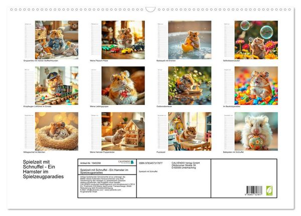 Produktbild: Spielzeit mit Schnuffel - Ein Hamster im Spielzeugparadies (Wandkalender 2026 DIN A2 quer), CALVENDO Monatskalender
