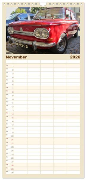 Produktbild: Familienplaner 2026 - Autos, die wir liebten mit 5 Spalten (Wandkalender, 21 x 45 cm) CALVENDO
