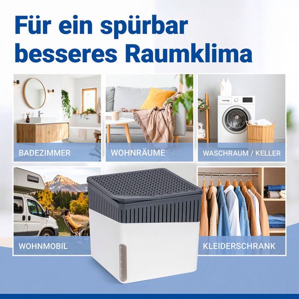 Produktbild: Raumentfeuchter Mod. Cube Wei&szlig; 500 g, 2er Set, beugt Schimmel und Ger&uuml;chen vor