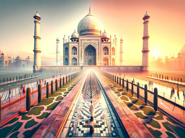 Produktbild: CALVENDO Puzzle Taj Mahal - Monument der ewigen Liebe (Neues Weltwunder) in Indien | 1000 Teile Lege-Gr&ouml;&szlig;e 64x48cm Foto-Puzzle f&uuml;r gl&uuml;ckliche Stunden