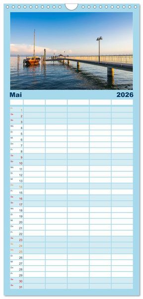 Produktbild: Familienplaner 2026 - Ansichten vom Bodensee mit 5 Spalten (Wandkalender, 21 x 45 cm) CALVENDO
