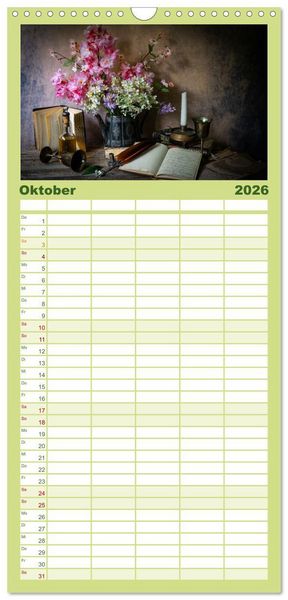 Produktbild: Familienplaner 2026 - Stillleben Alte Meister mit 5 Spalten (Wandkalender, 21 x 45 cm) CALVENDO