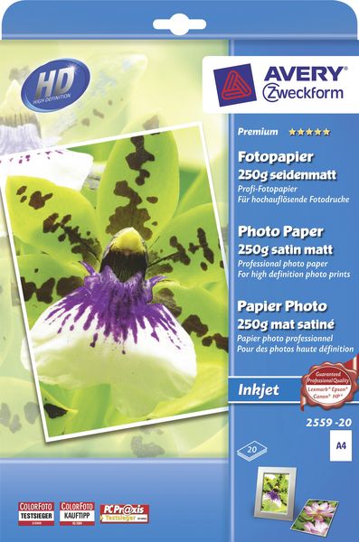 AVERY Zweckform Fotopapier Premium 250g/m² DIN A4 20 Blatt