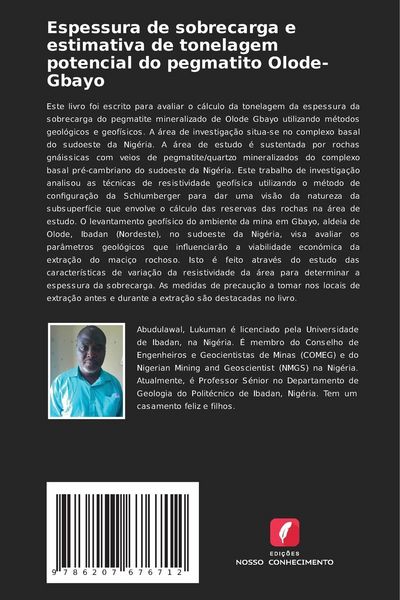 Produktbild: Espessura de sobrecarga e estimativa de tonelagem potencial do pegmatito Olode-Gbayo