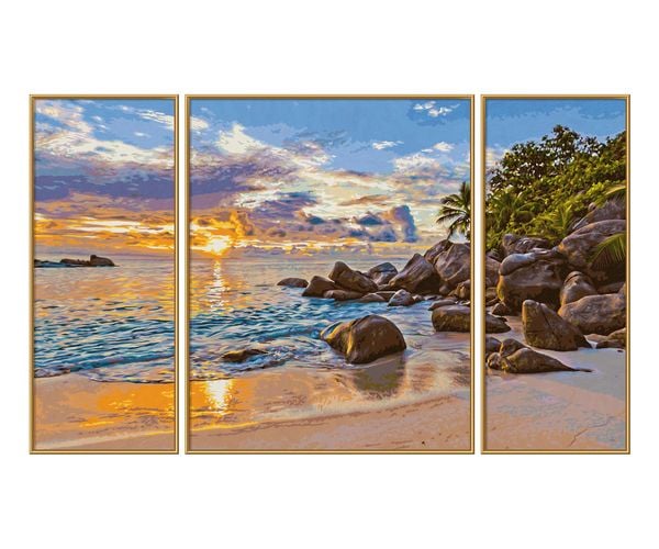 Schipper 609260906 - Malen nach Zahlen, Abendstimmung im Paradies, Triptychon, 50 x 80 cm