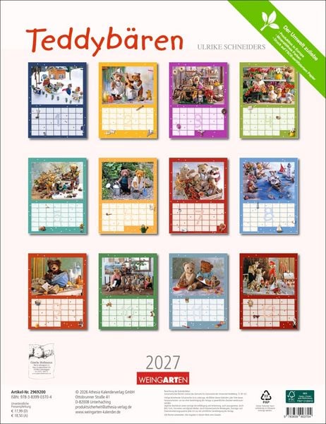 Produktbild: Teddyb&auml;ren Kalender 2027