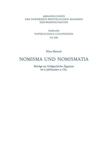 Produktbild: Nomisma und Nomismatia