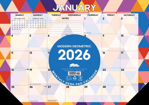 Produktbild: Modern Geometric 2026 17 X 12 Small Monthly Deskpad