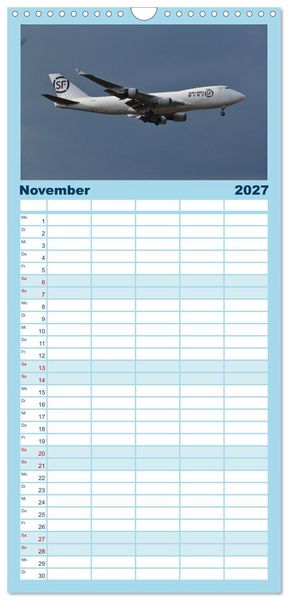 Produktbild: Familienplaner 2027 - Ein Jahr in der Welt der Luftfahrt mit 5 Spalten (Wandkalender, 21 x 45 cm) CALVENDO