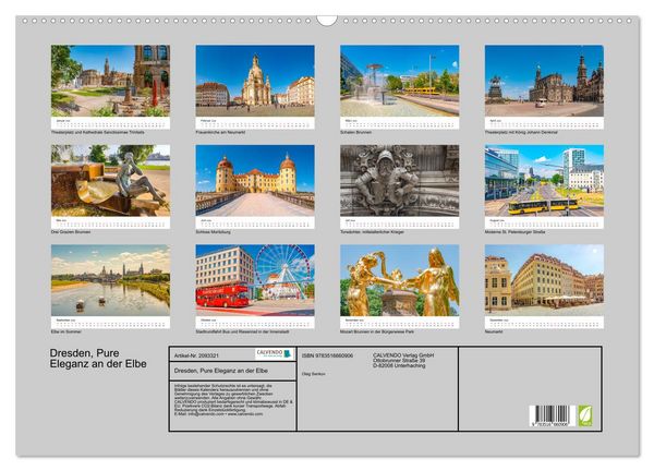 Produktbild: Dresden, Pure Eleganz an der Elbe (Wandkalender 2026 DIN A2 quer), CALVENDO Monatskalender