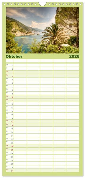 Produktbild: Familienplaner 2026 - Italienische Riviera Cinque Terre mit 5 Spalten (Wandkalender, 21 x 45 cm) CALVENDO