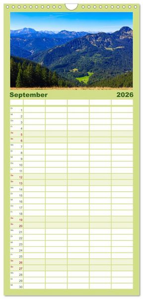 Produktbild: Familienplaner 2026 - Mangfallgebirge mit 5 Spalten (Wandkalender, 21 x 45 cm) CALVENDO