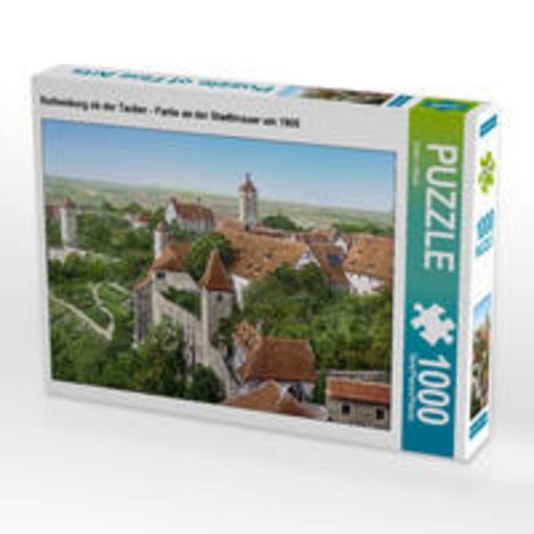 CALVENDO Puzzle Rothenburg ob der Tauber - Partie an der Stadtmauer um 1900 | 1000 Teile Lege-Größe 64x48cm Foto-Puzzle für glückliche Stunden