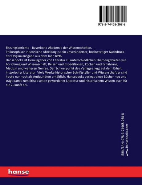 Produktbild: Sitzungsberichte - Bayerische Akademie der Wissenschaften,