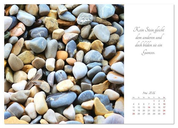Produktbild: Steine des Lebens. Steine als Spiegel des Lebens mit Bildern und leisen Gedanken (Wandkalender 2026 DIN A4 quer), CALVENDO Monatskalender