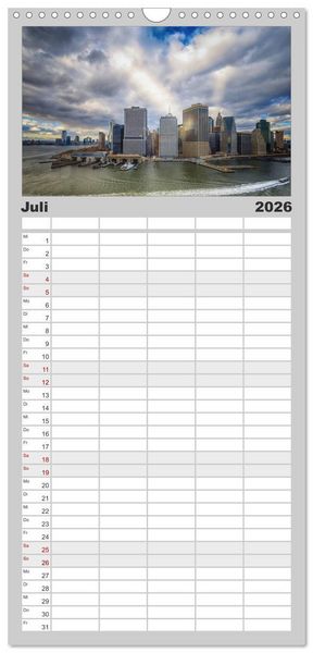 Produktbild: Familienplaner 2026 - New York Impressionen mit 5 Spalten (Wandkalender, 21 x 45 cm) CALVENDO