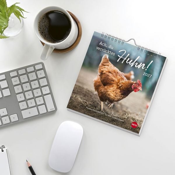 Produktbild: H&uuml;hner Postkartenkalender 2027 - Ach, du verr&uuml;cktes Huhn!