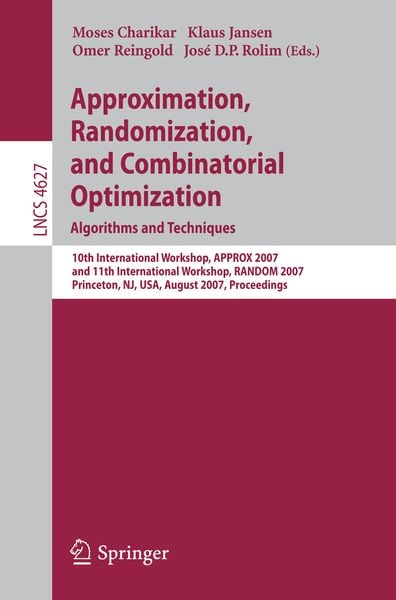 Produktbild: Approximation, Randomization, and Combinatorial Optimization. Algorithms and Techniques