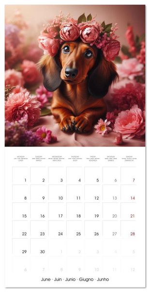 Produktbild: Dachshund Joy and Flower Beauty (Wall Calendar 2026 12 &times; 12 Inch) CALVENDO 12 Month Wall Calendar