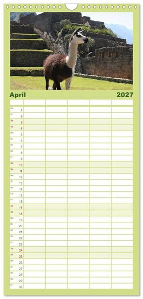 Produktbild: Familienplaner 2027 - Per&uacute;. Impressionen mit 5 Spalten (Wandkalender, 21 x 45 cm) CALVENDO