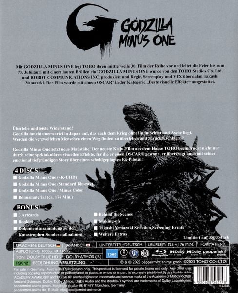 Produktbild: Godzilla Minus One (Deluxe Edition) (4K Ultra HD) (+3 Blu-ray)