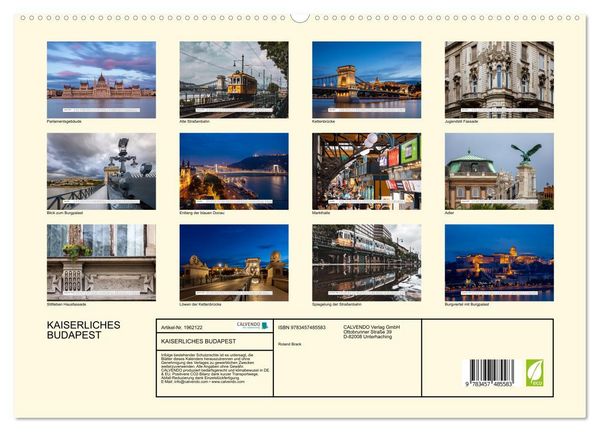 Produktbild: KAISERLICHES BUDAPEST (hochwertiger Premium Wandkalender 2026 DIN A2 quer), Kunstdruck in Hochglanz