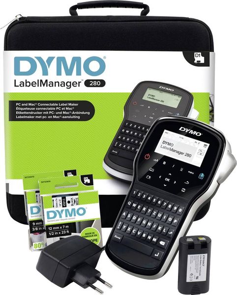 DYMO LabelManager 280 Kit Beschriftungsgerät Geeignet für Schriftband: D1 6 mm, 9 mm, 12mm