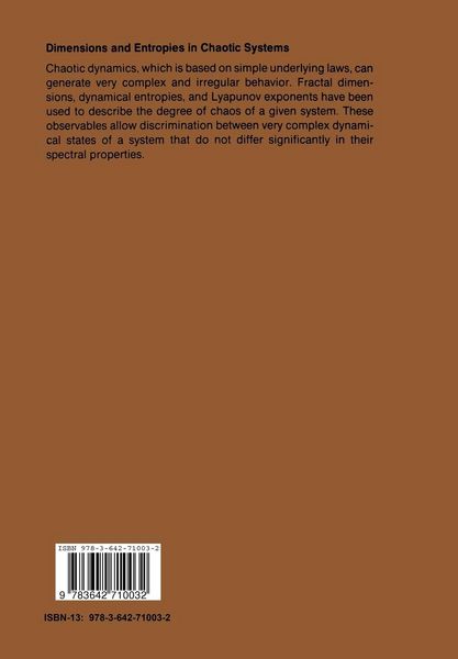 Produktbild: Dimensions and Entropies in Chaotic Systems