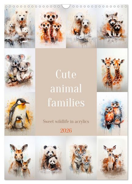 Produktbild: Cute animal families (Wall Calendar 2026 DIN A3 portrait), CALVENDO 12 Month Wall Calendar