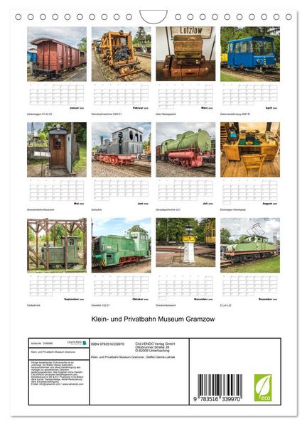 Produktbild: Klein- und Privatbahn Museum Gramzow (Wandkalender 2026 DIN A4 hoch), CALVENDO Monatskalender