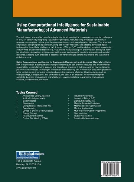 Produktbild: Using Computational Intelligence for Sustainable Manufacturing of Advanced Materials