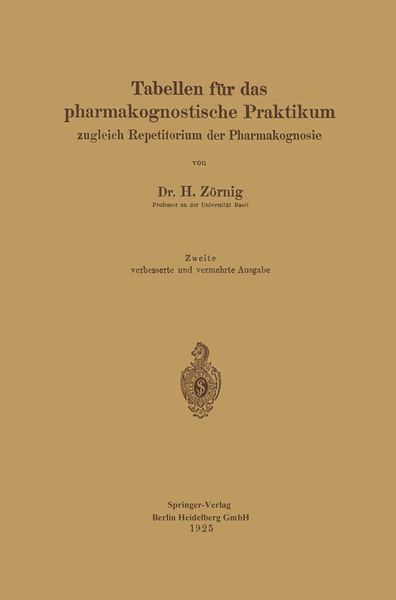 Produktbild: Tabellen f&uuml;r das pharmakognostische Praktikum