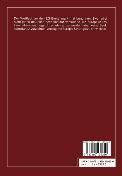 Produktbild: Banken im Vorfeld des Europ&auml;ischen Binnenmarktes