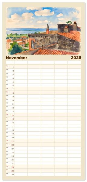 Produktbild: Familienplaner 2026 - Idylle im Latium mit 5 Spalten (Wandkalender, 21 x 45 cm) CALVENDO