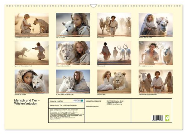 Produktbild: Mensch und Tier &ndash; W&uuml;stenfantasien (Wandkalender 2026 DIN A2 quer), CALVENDO Monatskalender