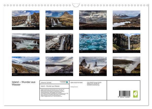 Produktbild: Island &ndash; Wunder aus Wasser (Wandkalender 2026 DIN A3 quer), CALVENDO Monatskalender