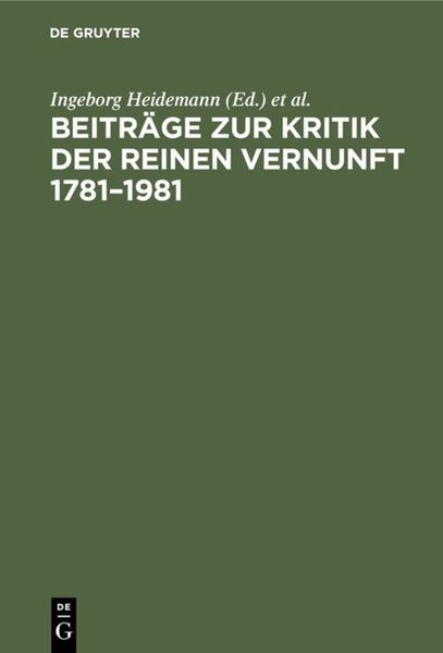 Produktbild: Beitr&auml;ge zur Kritik der reinen Vernunft 1781&ndash;1981