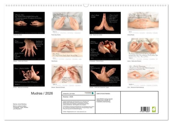 Produktbild: Mudras / 2026 (Wandkalender 2026 DIN A2 quer), CALVENDO Monatskalender