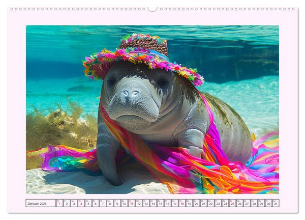 Produktbild: Modische Manatees. Charmante Seek&uuml;he mit Stil (hochwertiger Premium Wandkalender 2026 DIN A2 quer), Kunstdruck in Hochglanz