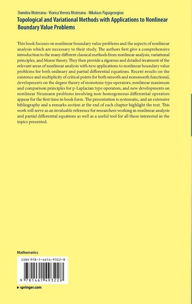 Produktbild: Topological and Variational Methods with Applications to Nonlinear Boundary Value Problems