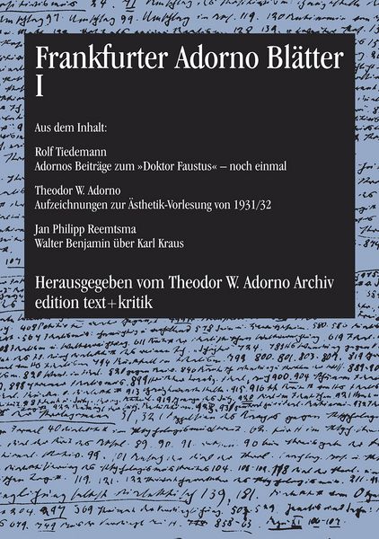 Produktbild: Frankfurter Adorno Bl&auml;tter I