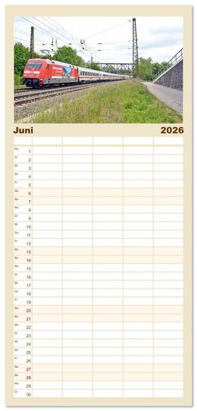 Produktbild: Familienplaner 2026 - Die Baureihe 101 der Deutschen Bahn mit 5 Spalten (Wandkalender, 21 x 45 cm) CALVENDO