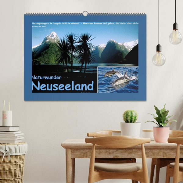Produktbild: Naturwunder Neuseeland - in Bild und Text (Wandkalender 2026 DIN A2 quer), CALVENDO Monatskalender