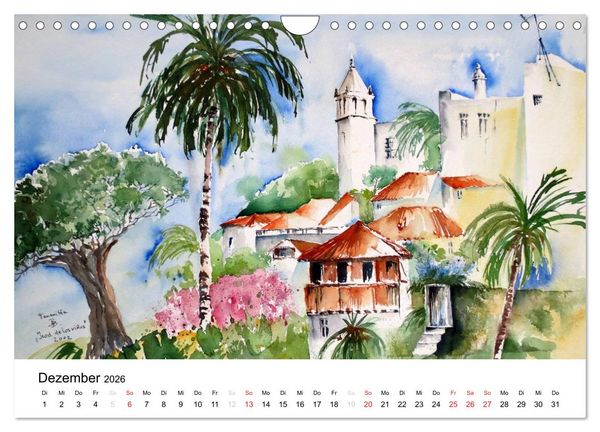 Produktbild: Aquarelle - quer durch Europa (Wandkalender 2026 DIN A4 quer), CALVENDO Monatskalender