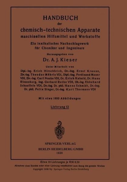 Produktbild: Handbuch der chemisch-technischen Apparate maschinellen Hilfsmittel und Werkstoffe