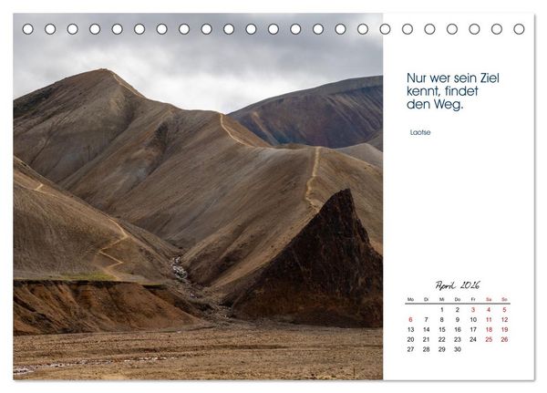Produktbild: Insel der Elemente &ndash; Island in Bildern und Gedanken (Tischkalender 2026 DIN A5 quer), CALVENDO Monatskalender